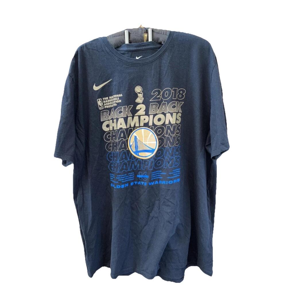 Golden State Warriors Back 2 Back Champions T Shirt Black Cotton